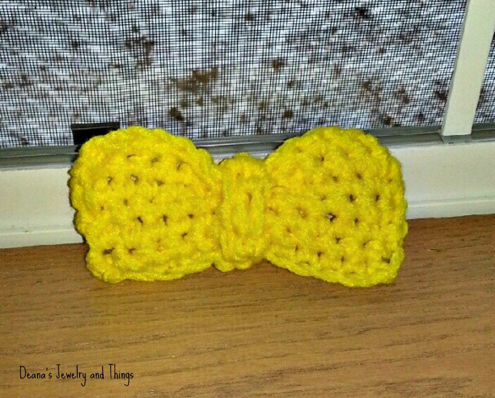 Yellow Crochet Bowtie