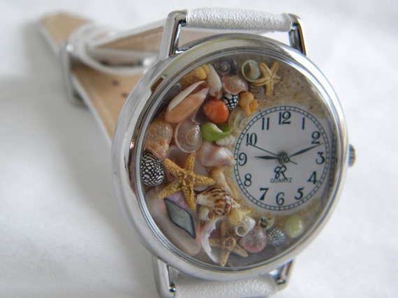 silver seashell watch
