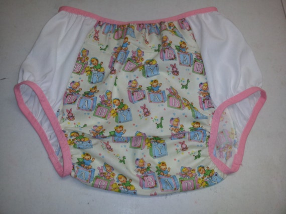 Vintage+Diapers+And+Plastic+Pants Adult Baby Bottoms - Vintage Style Nursery Print and White - Size 30 ...