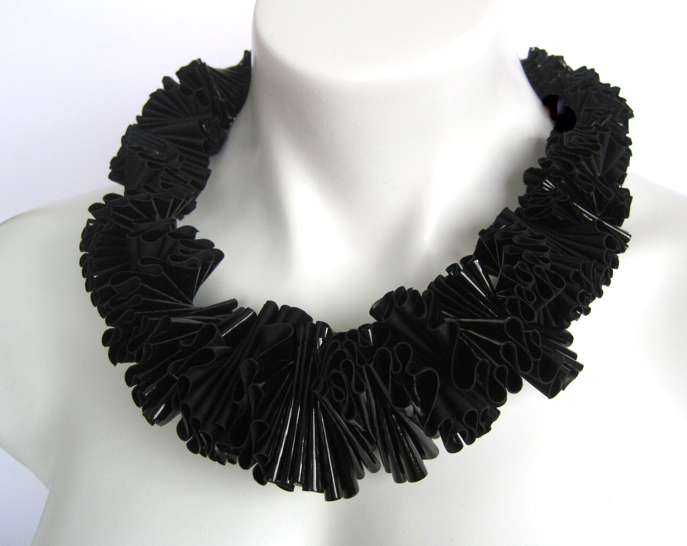 black ruff pvc collar bib necklace urban couture statement