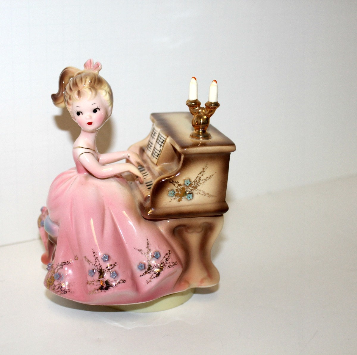 Vintage Josef Originals Piano Girl Music Box Figure Figurine