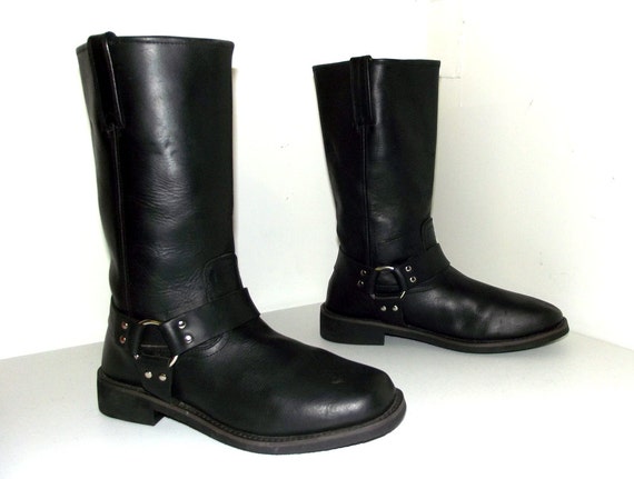 Motorcycle Cowboy Boots Wrangler brand black leather size