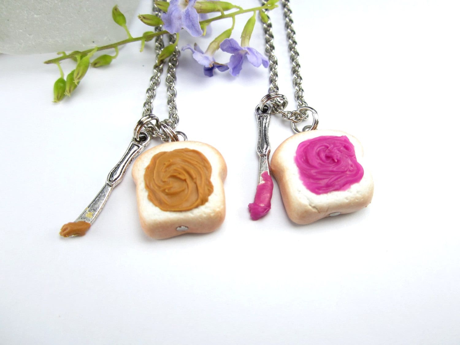 Peanut Butter and Jelly Necklace Friendship Necklace 2pcs by fwirl