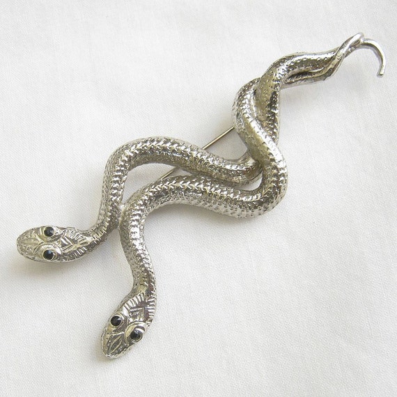 Vintage Two SNAKE Entwined Brooch or Pin by MyVintageJewels