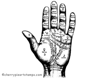 Fortune telling, Palmistry, Hand - CLiNG Rubber STAMP by Cherry Pie Art Stamps