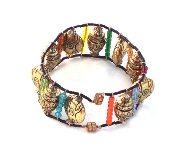 Items similar to Bracelet Cuff Beaded Gold Metallic and Assorted Colors