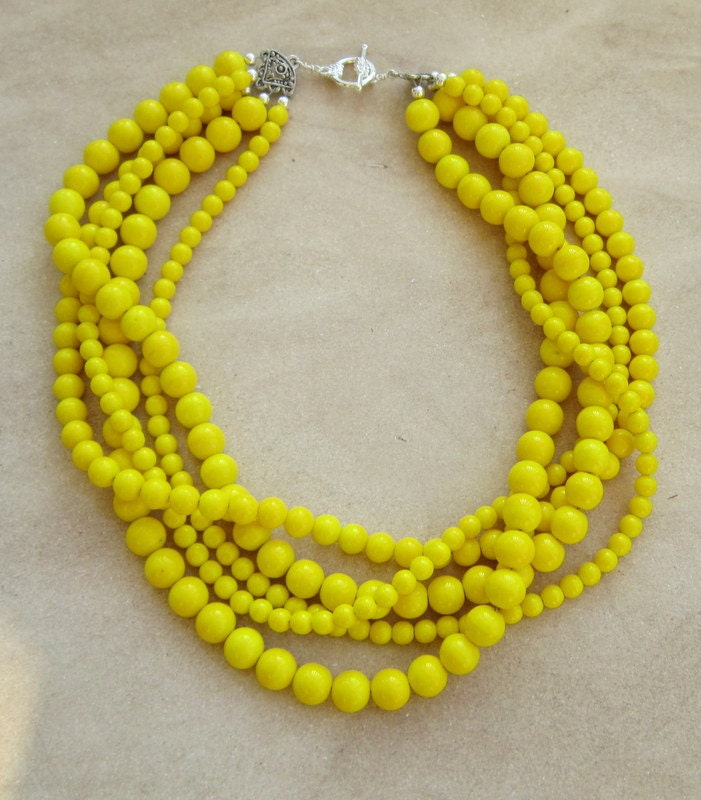 Yellow Necklace Yellow Jewelry Chunky Yellow Necklace