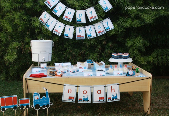 Train Birthday PRINTABLE Party Collection - You Customize EDITABLE TEXT Instant Download | Paper and Cake Il_570xn
