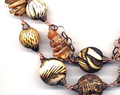 Fall Necklaces, Two Wooden Necklaces, Wood burned Handmade Beads Necklaces, OOAK foliage Necklace, Amber  Statement Summer Fashion Necklac