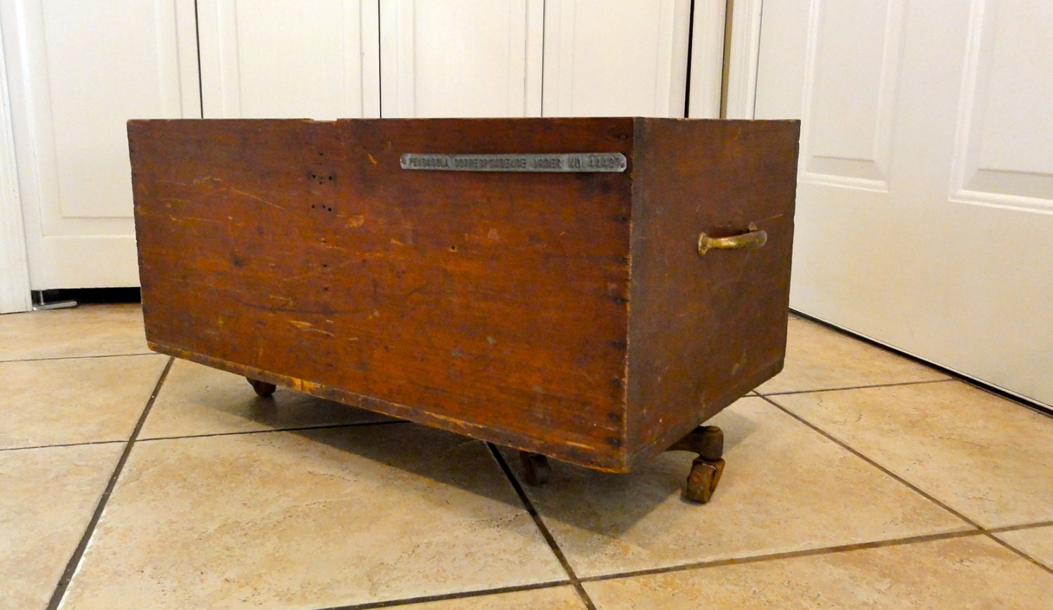 Vintage Industrial File Box on wheels / file crate by Bluebell