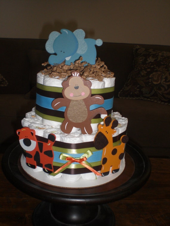 Items similar to Safari Jungle Theme Diaper Cake Baby ...