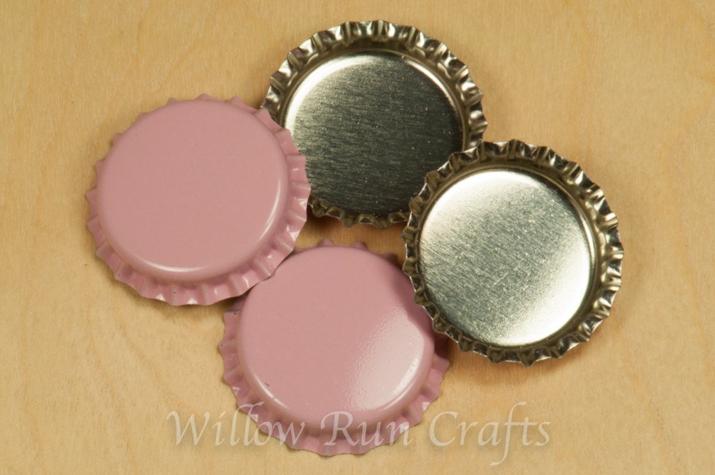100 Pink Silver Bottle Caps 0302120 by WillowRunCrafts on Etsy