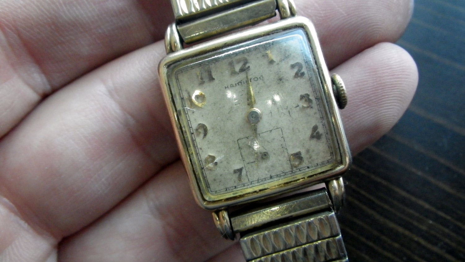 Vintage Hamilton Dewitt Gold Square Wrist watch