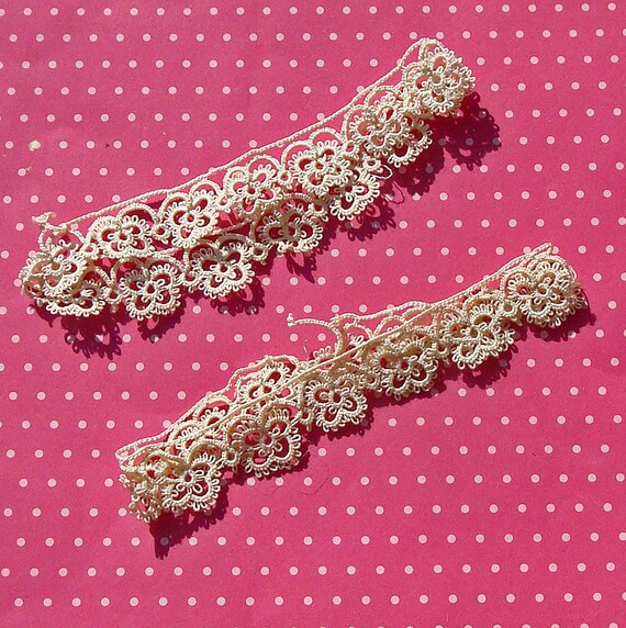 Vintage Lace Trim Tatted Lace Tatting 2 Pieces by dishyvintage