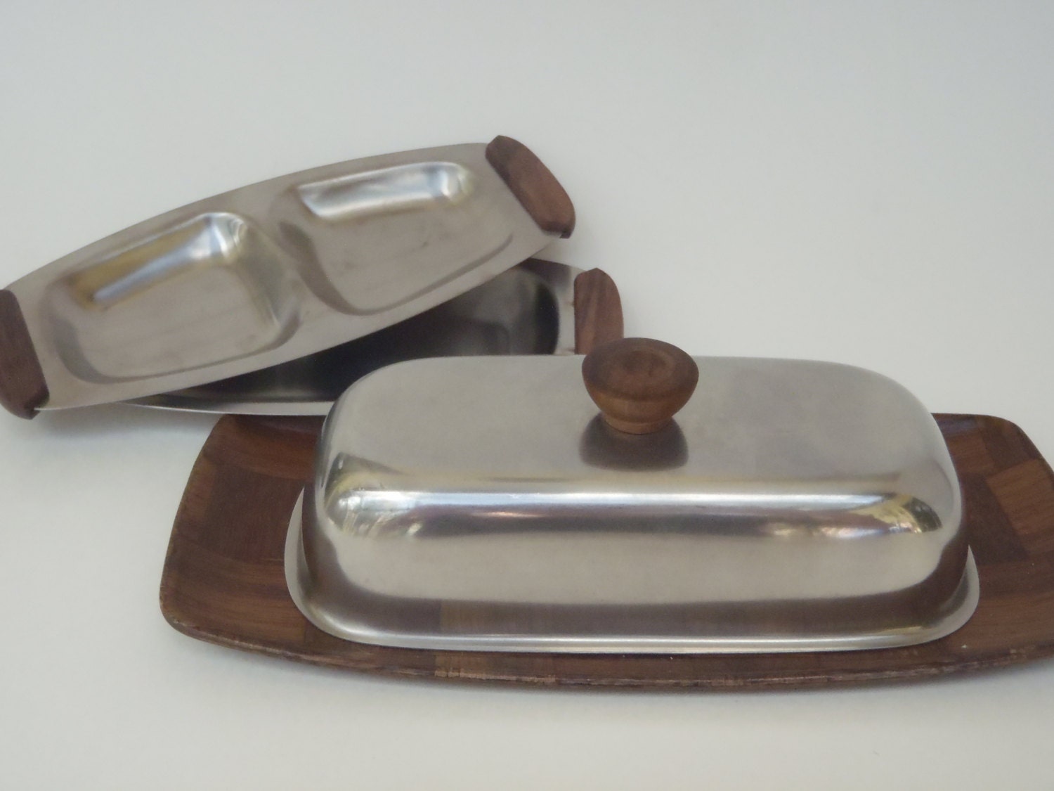 Vintage Butter Dish Mid Century Modern Wood by VeesVintage on Etsy