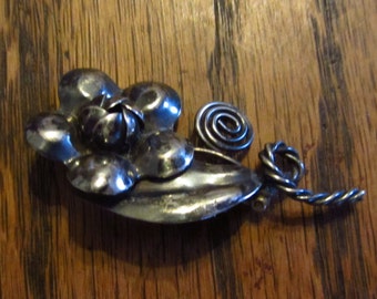 Sterling Silver Floral Brooch - Vintage Antique