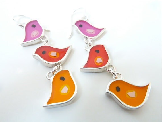 cascading bird earrings