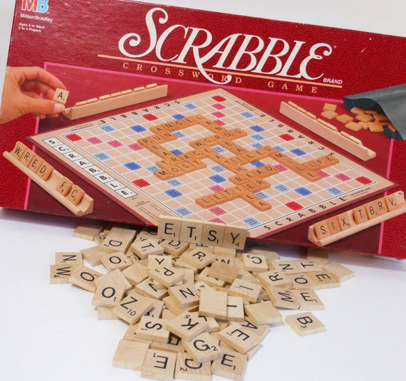 Vintage Scrabble Tiles 100 Wood Game Pieces Letters Alphabet