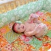 Rag Crib Quilt, Soul Blossoms in passion, orange pink mint, Girl, comfy cozy handmade baby bedding, Granny Chic in Modern fabrics