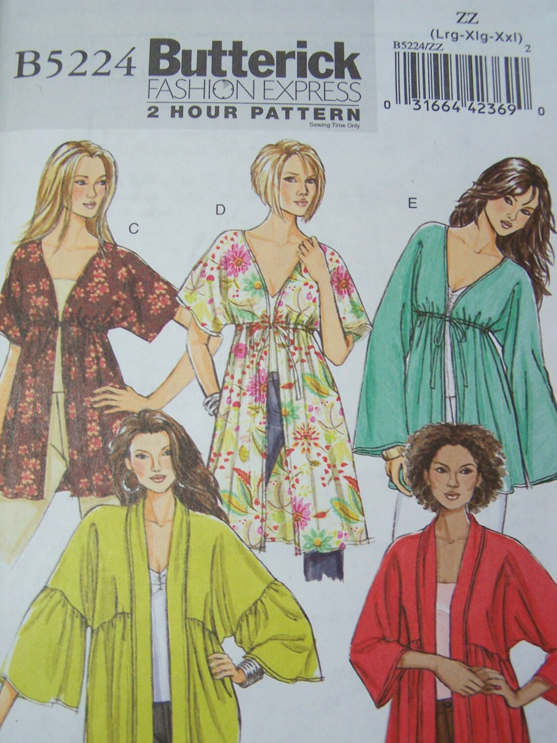 Butterick B5224 2 Hour Sewing Pattern Women's Boho