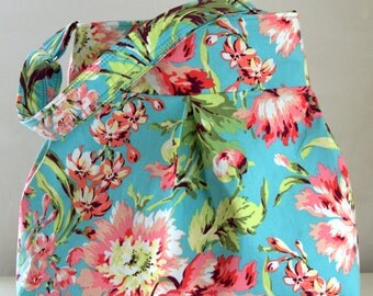 Bliss Bouquet Fabric Pleated Hobo Handbag / Purse - READY TO SHIP