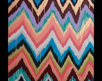 Original ikat chevron 36x48 BELLE Painting by Jennifer Moreman