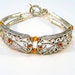 Double Strand Bracelet, Silver Bracelet, Beaded Bracelet, Amber Crystal Bracelet, Birthstone Jewelry, Fashion Jewelry