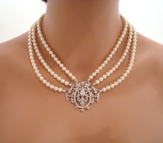 Victorian style necklace bridal necklace pearl by treasures570