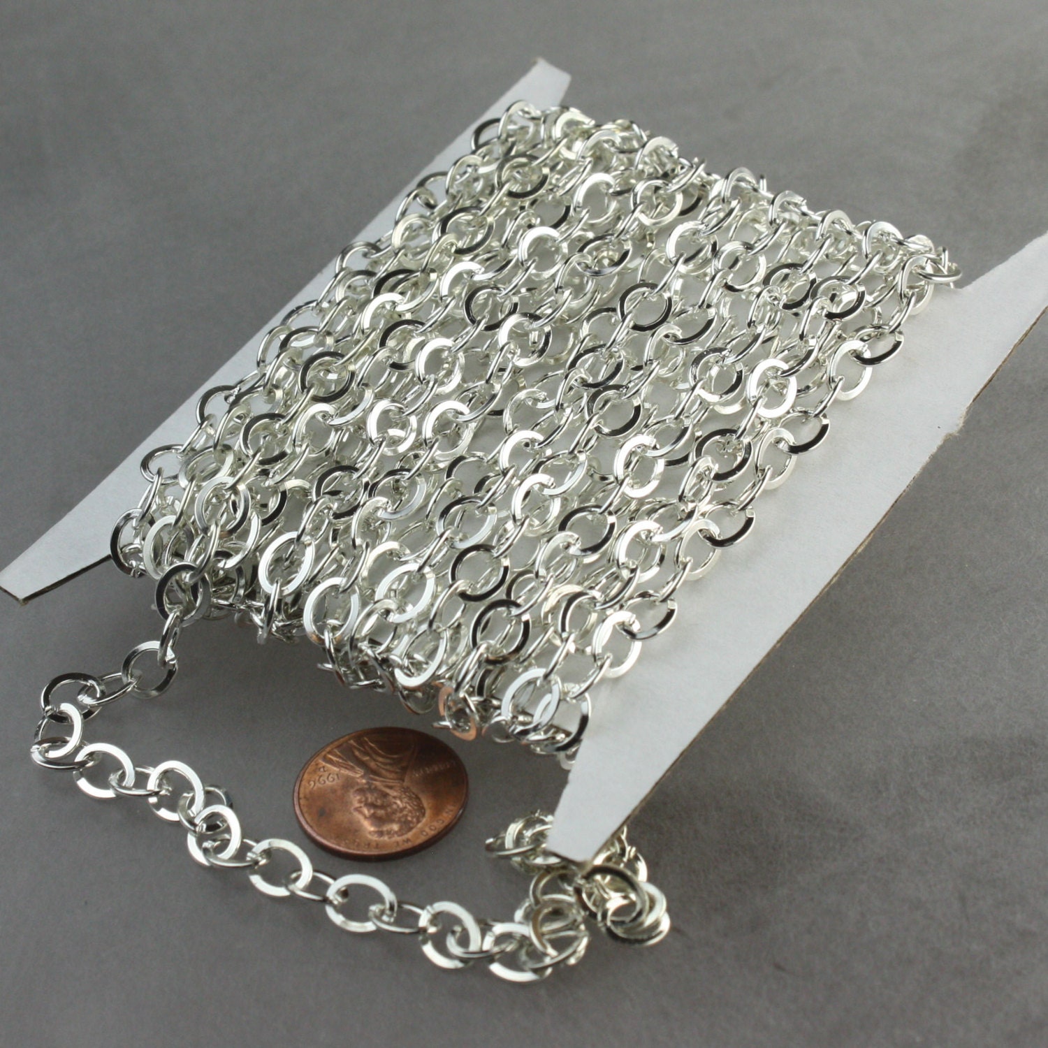 100 Silver Flat Chain Silver Plated Cable Chain BIG Fashion