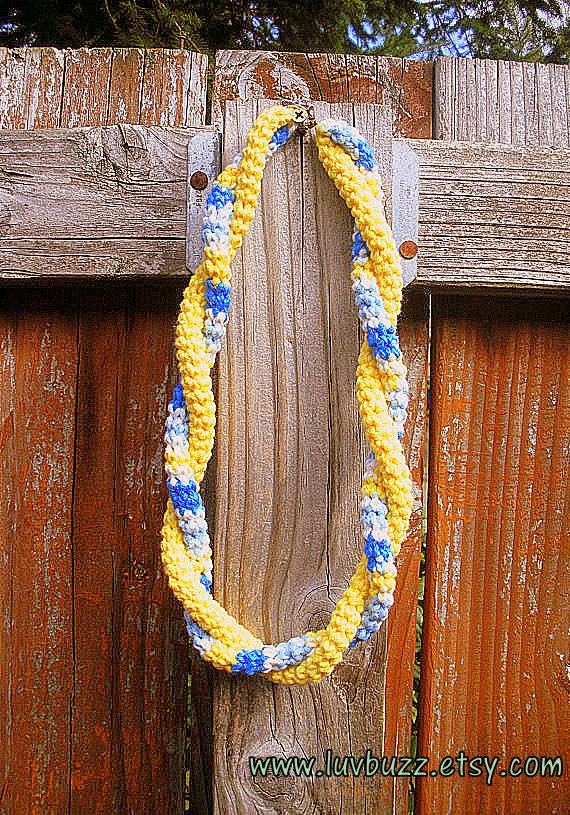 Double Twist Crochet Cotton Necklace in spring yellows by luvbuzz