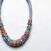 Knit necklace wisteria and mixed colors, Missoni cotton, yarn jewelry.