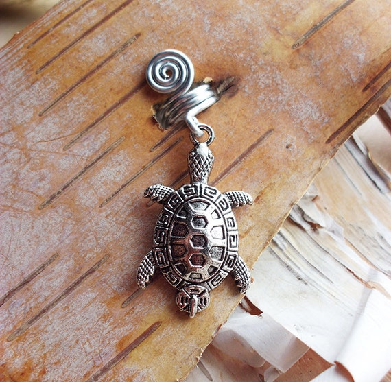 Large Turtle Silver Dread Charm Dreadlock Accessory Extension