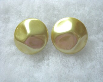 Vintage round yellow clip on clip back earrings marked Japan