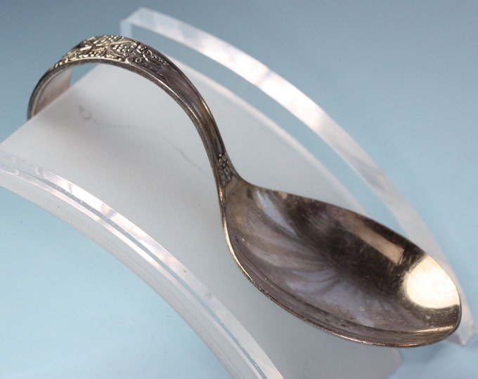 Silver Plate Baby Spoon Grape Leaves William Rogers Vintage