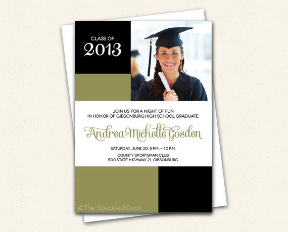 Geometric Graduation - Custom Photo Invitation Il_570xn