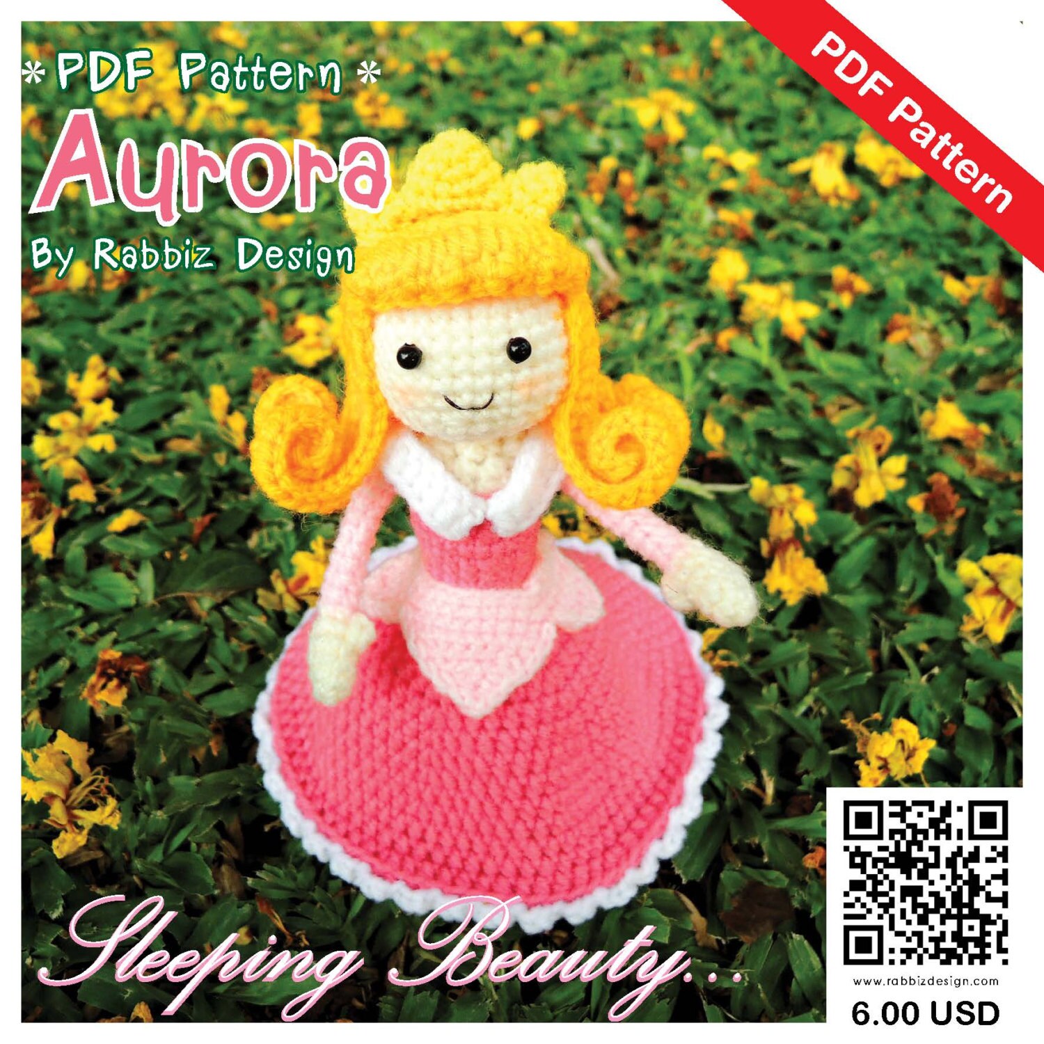 PDF Pattern Amigurumi Princess Aurora Pattern