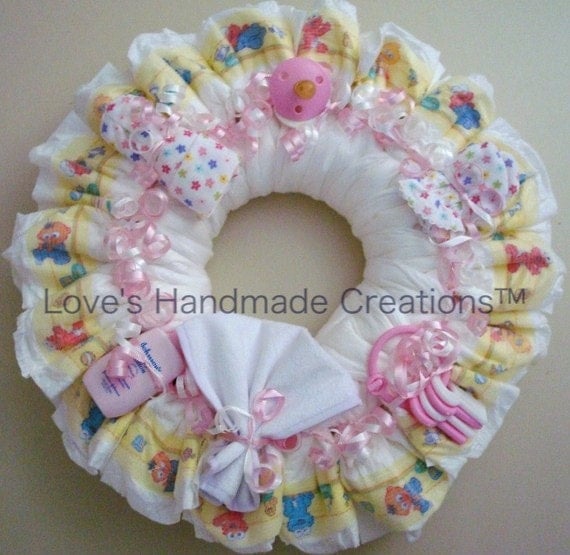 Girl Diaper Wreath Pink