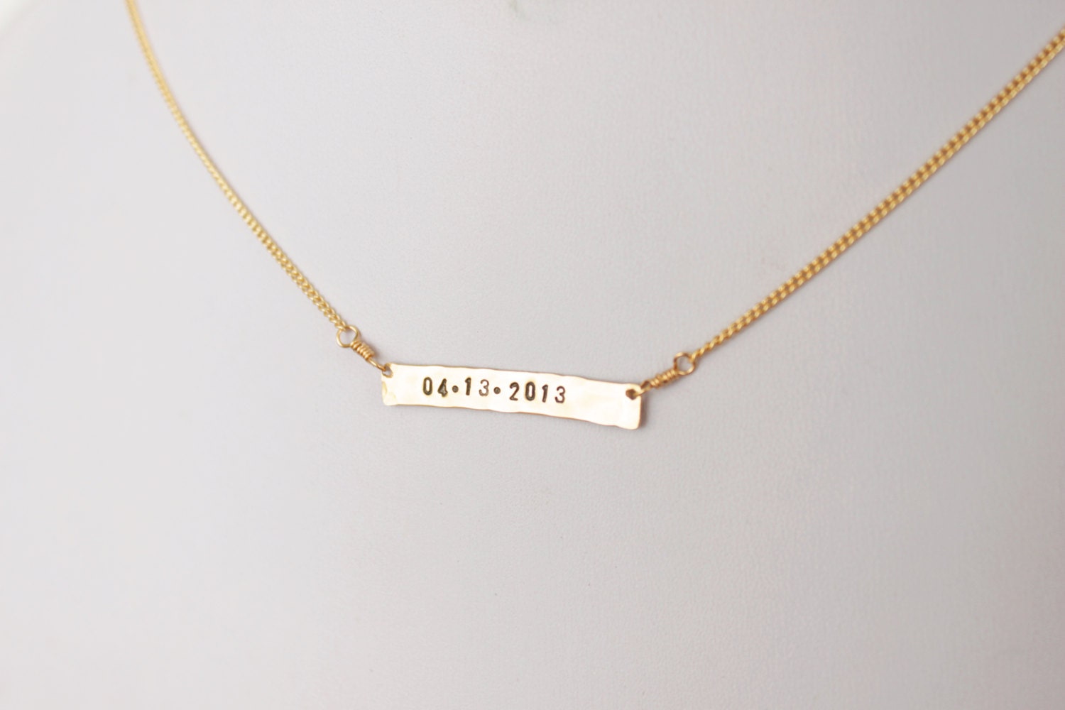 Engraved Bar Date Necklace Personalized Date Necklace