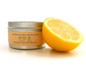 SPA Soy Candle Tin / Container Candle / lemongrass aromatherapy candle
