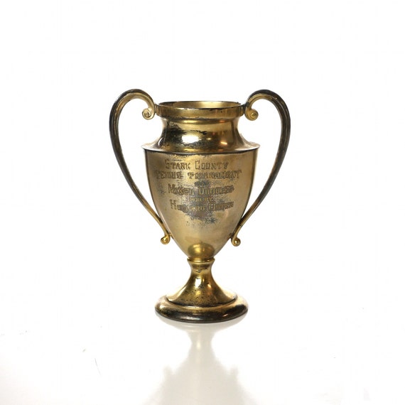 Antique Silverplate 1920's Cup, Doubles Tennis Trophy award vintage cup  Mixed usdf
