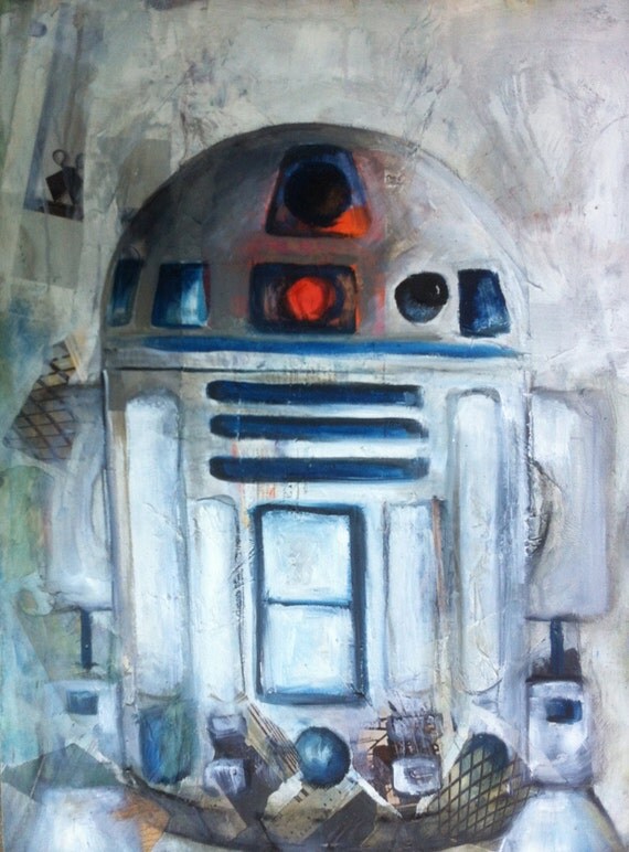 Items similar to Print of Star Wars R2D2 Mixed Media Painting on Etsy