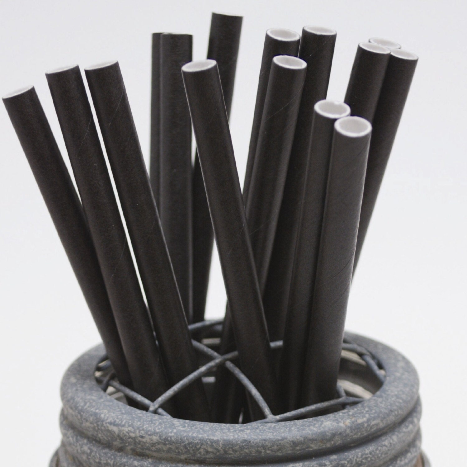 50 Solid Black Paper Straws Perfect for Parties