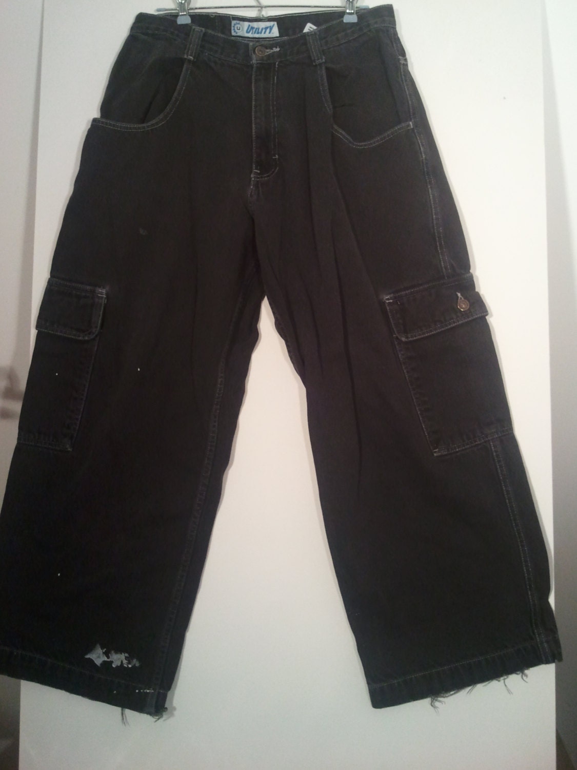 Utility raver jeans 33 men 90s grunge elephant pants denim