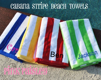 Monogram Beach Towel | Monogrammed Cabana Stripe Beach Towel