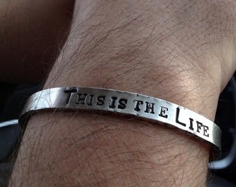 Personalized Sentiment Unisex Sterling Silver Cuff Bracelet