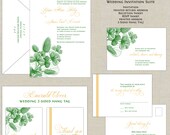 Emerald Green Wedding Invitations, Botanical Wedding Invitation, Wedding Invites, Gold, Elegant, Clover, Irish, Scottish, Calligraphy Script Il_170x135