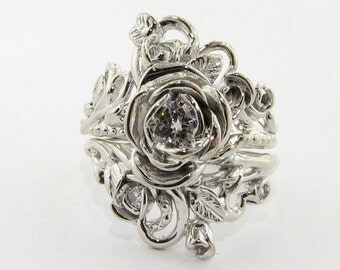 Jane Rose Wedding Set: 14k Gold & Diamond - Made To Order
