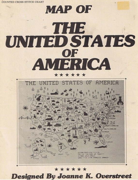 Usa map cross stitch pattern easy embroidery pattern to make