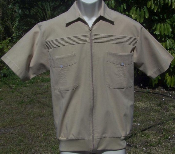 Mens Top with Pockets Tan Vintage John Blair by TheMushroomPatch
