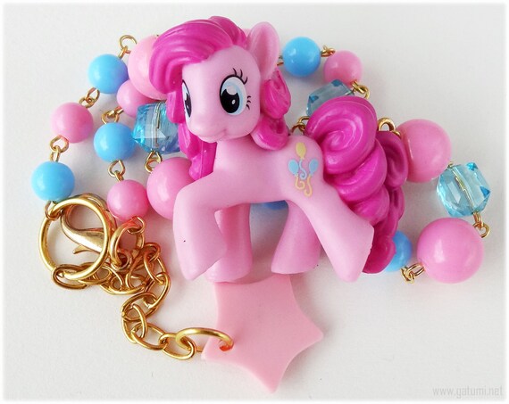 Items similar to My Little Pony Necklace, Pinkie Pie Figure, Pink and ...